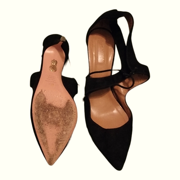 AQUAZZURA Kimi Pump 75 Black Suede Heel 3" Heel - Picture 9 of 15